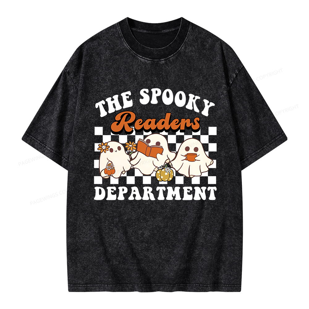 Pagewings Spooky Reader Halloween Unisex Washed T-shirt
