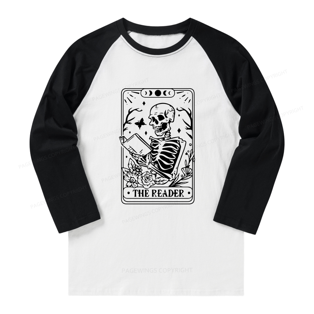 Pagewings Halloween The Reader Tarot Card Long Sleeve Raglan T-shirt