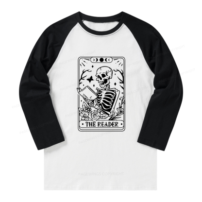 Pagewings Halloween The Reader Tarot Card Long Sleeve Raglan T-shirt