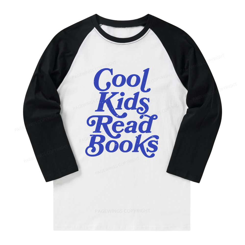Pagewings Cool Kids Read Books Long Sleeve Raglan T-shirt