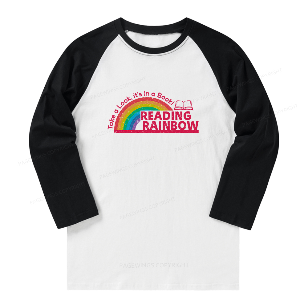 Pagewings Reading Rainbow Long Sleeve Raglan T-shirt