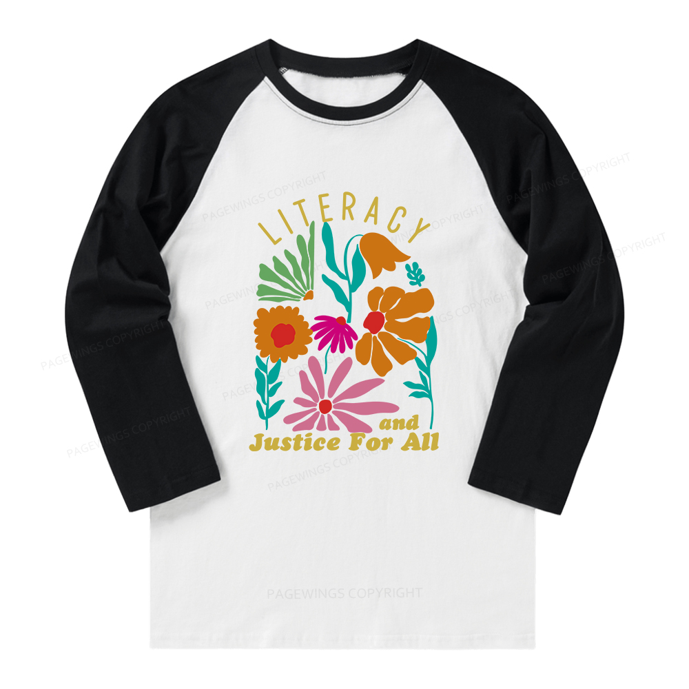 Pagewings Literacy And Justice Long Sleeve Raglan T-shirt
