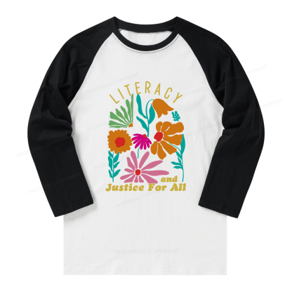 Pagewings Literacy And Justice Long Sleeve Raglan T-shirt