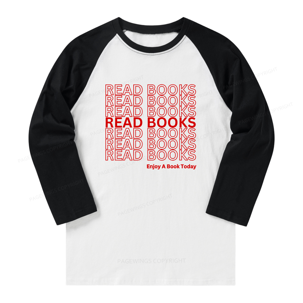 Pagewings Read Books Librarian Long Sleeve Raglan T-shirt