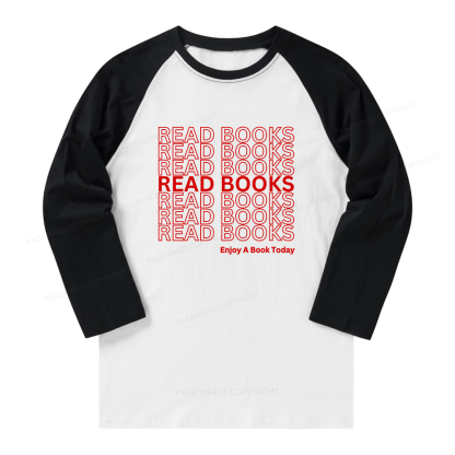 Pagewings Read Books Librarian Long Sleeve Raglan T-shirt