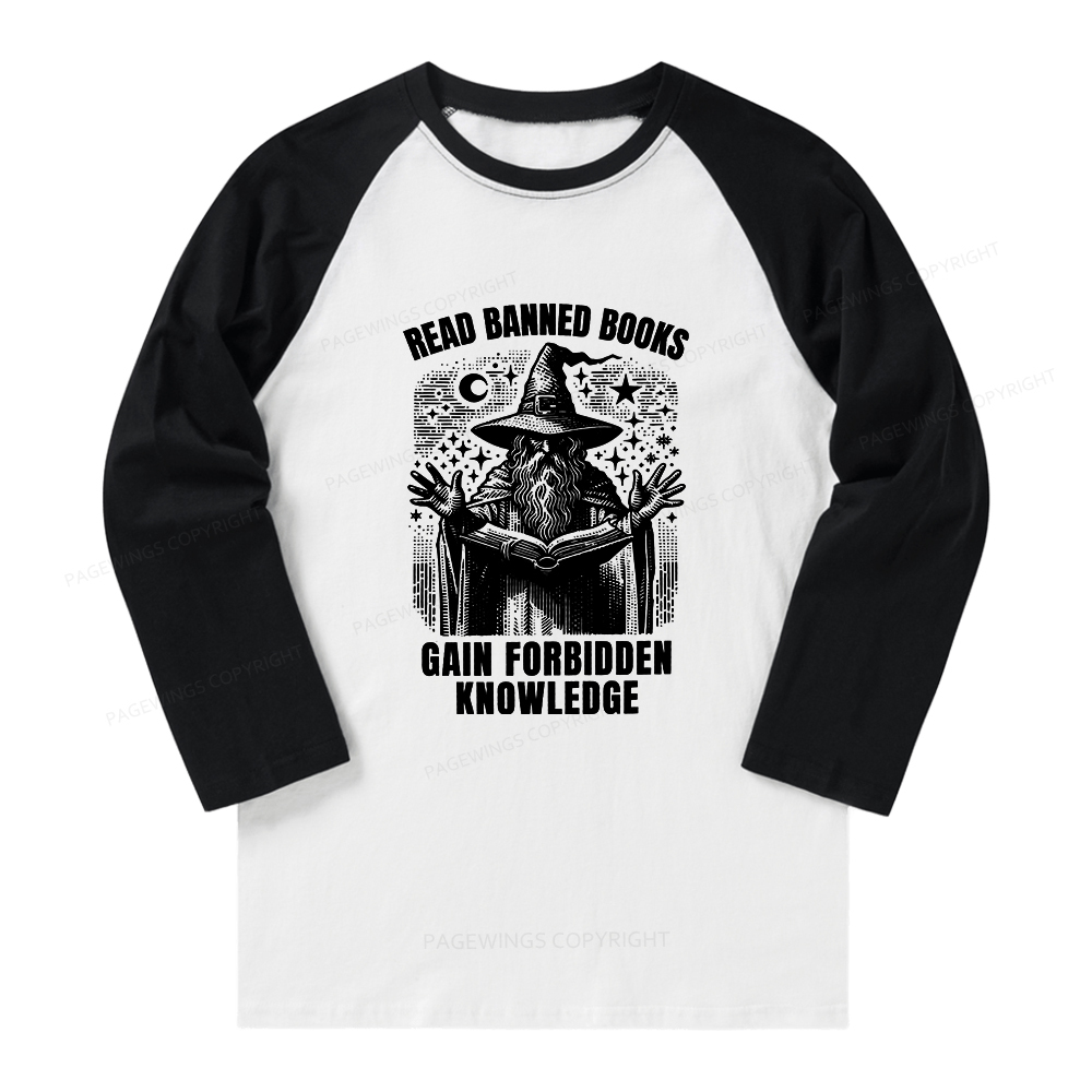 Pagewings Read Banned Books Gain Forbidden Knowledge Long Sleeve Raglan T-shirt