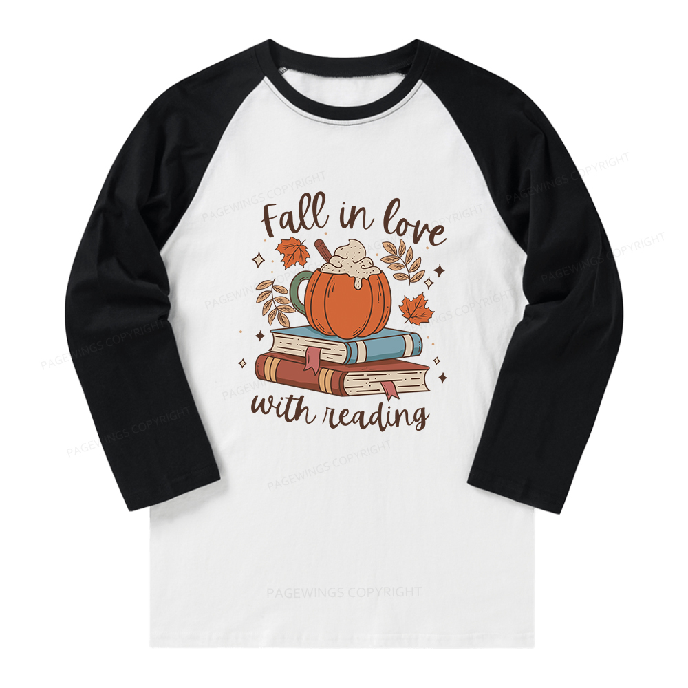 Pagewings Thanksgiving Fall in Love with Reading Long Sleeve Raglan T-shirt