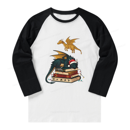 Pagewings Fourth Wing Dragons Christmas Long Sleeve Raglan T-shirt