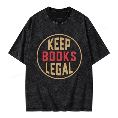 Pagewings Keep Books Legal Unisex Washed T-shirt