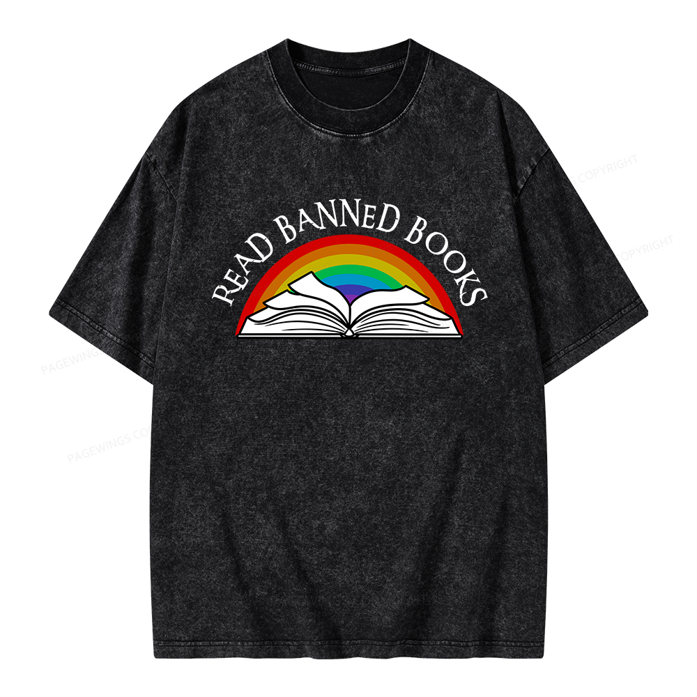 Pagewings Read Banned Books Unisex Washed T-shirt