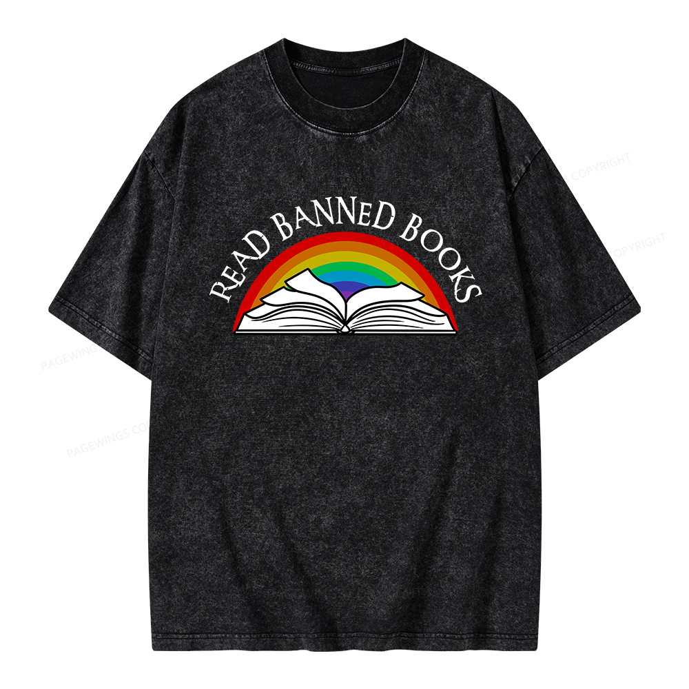 Pagewings Read Banned Books Unisex Washed T-shirt