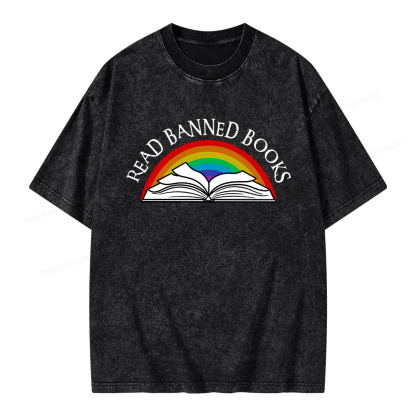 Pagewings Read Banned Books Unisex Washed T-shirt