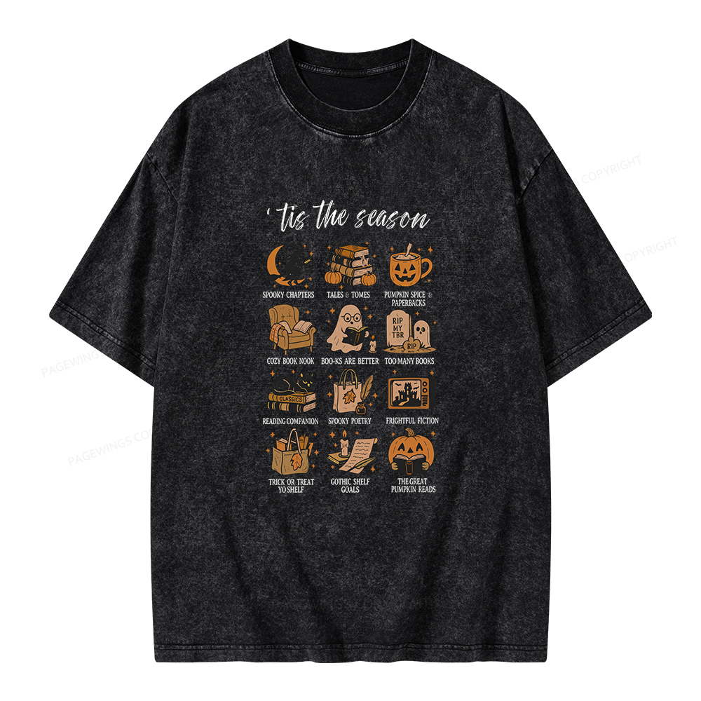 Pagewings Halloween 2025 Literary Girl Unisex Washed T-shirt