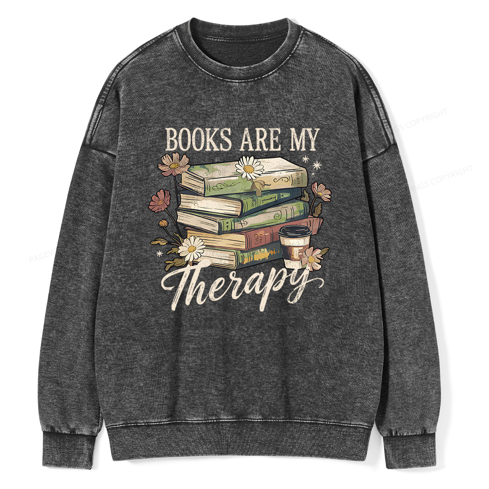 Pagewings Books Are My Therapy Unisex Washed Sweatshirt