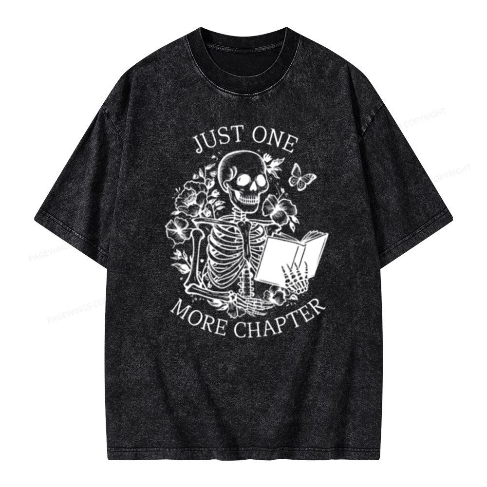 Pagewing One More Chapter Skeleton Unisex Tee Unisex Washed T-shirt