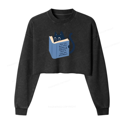 Pagewings How To Buy New Books Women Washed Crop Sweatshirt
