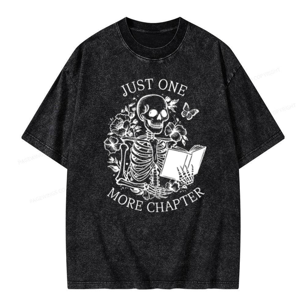 Pagewing One More Chapter Skeleton Unisex Tee Unisex Washed T-shirt