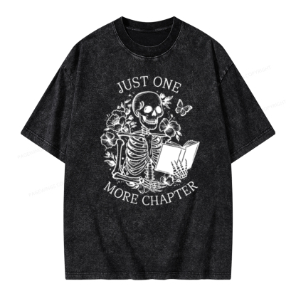 Pagewing One More Chapter Skeleton Unisex Tee Unisex Washed T-shirt