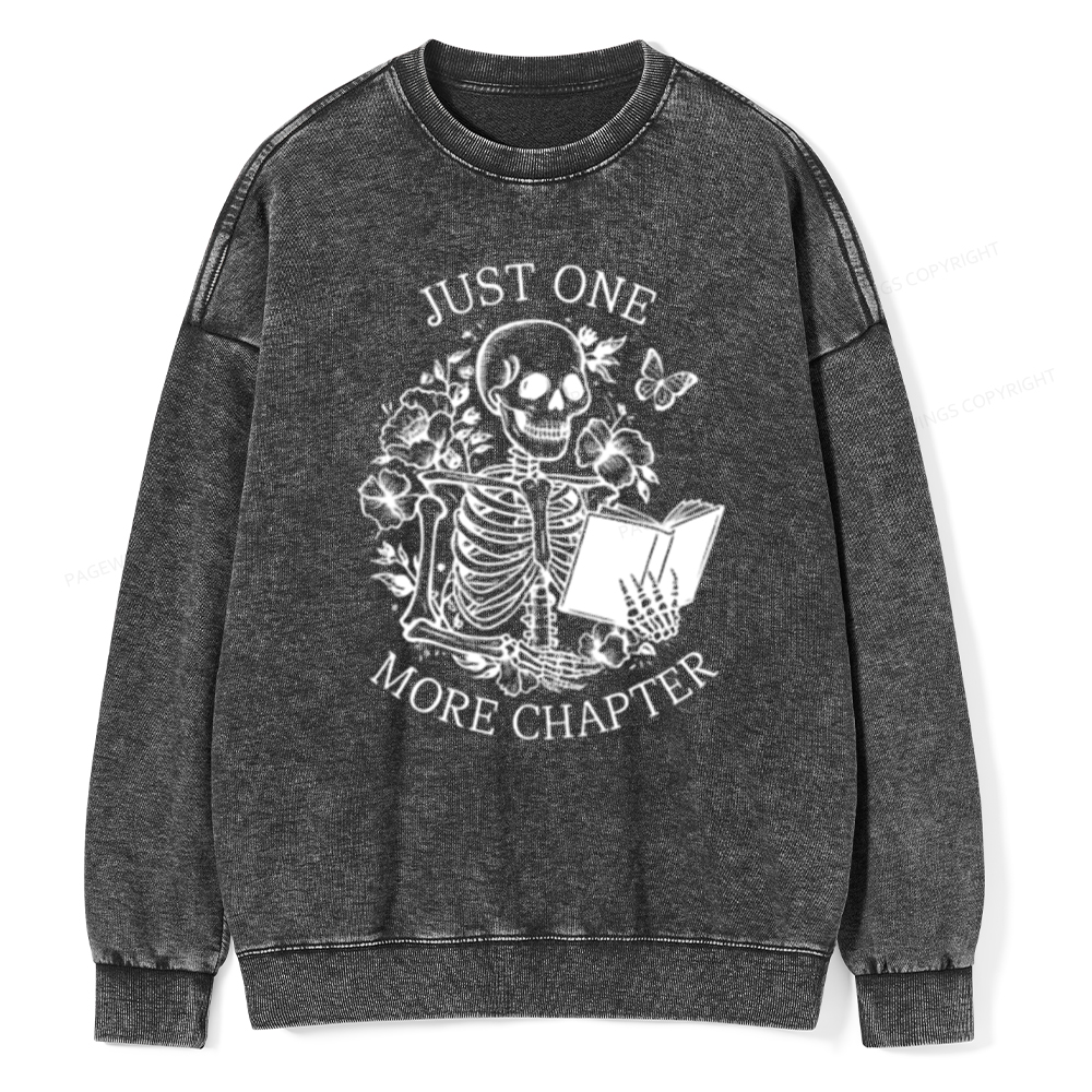 Pagewing One More Chapter Skeleton Unisex Tee Unisex Washed Sweatshirt