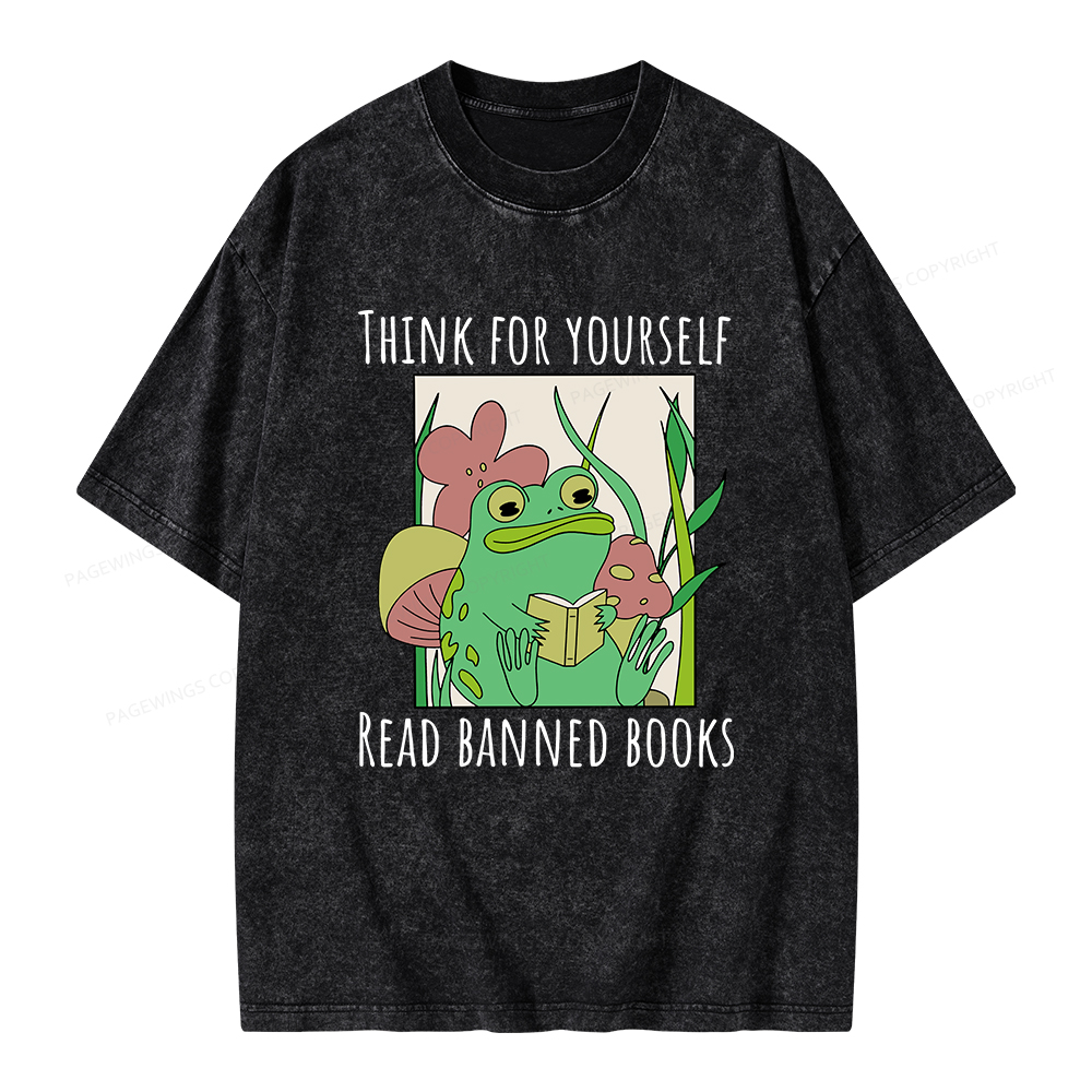 Pagewings Think For Yourself Read Banned Books Unisex Washed T-shirt