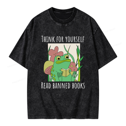 Pagewings Think For Yourself Read Banned Books Unisex Washed T-shirt
