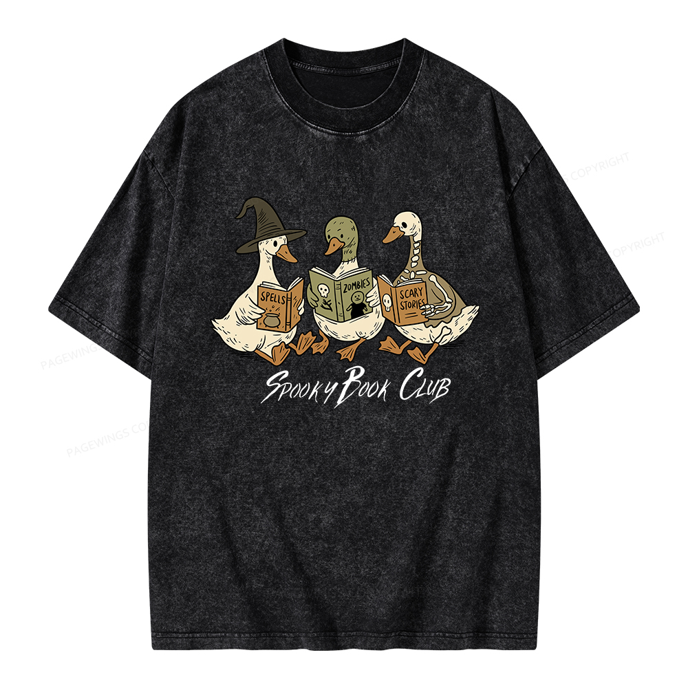 Pagewings Spooky Book Club Unisex Washed T-shirt
