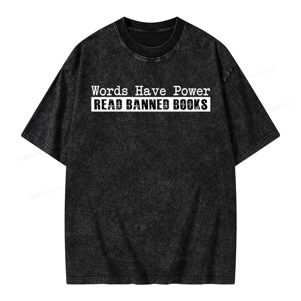 Pagewings Read Banned Books Words have Power Unisex Washed T-shirt