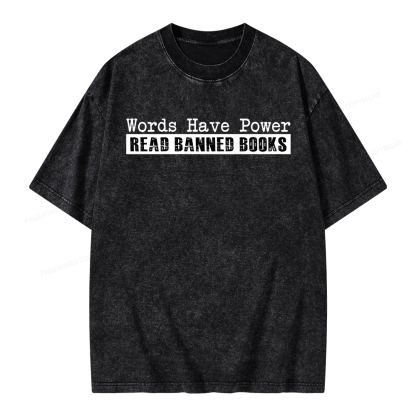 Pagewings Read Banned Books Words have Power Unisex Washed T-shirt