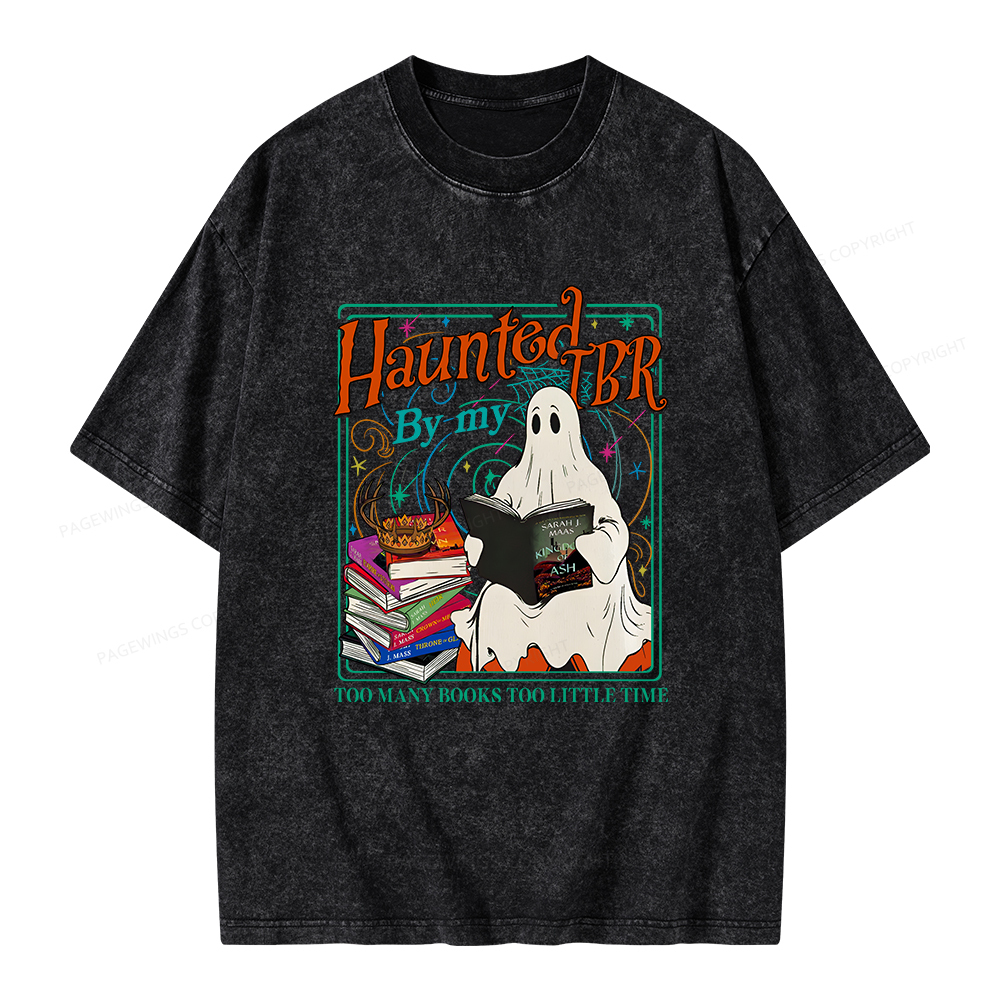 Pagewings Haunted By My TBR Unisex Washed T-shirt