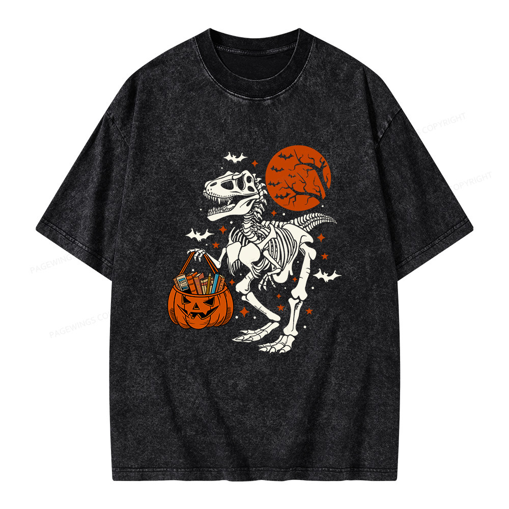 Pagewings Dinosaur Halloween Unisex Washed T-shirt