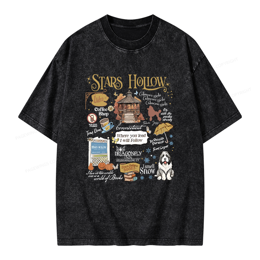 Pagewings Stars Hollow Unisex Washed T-shirt