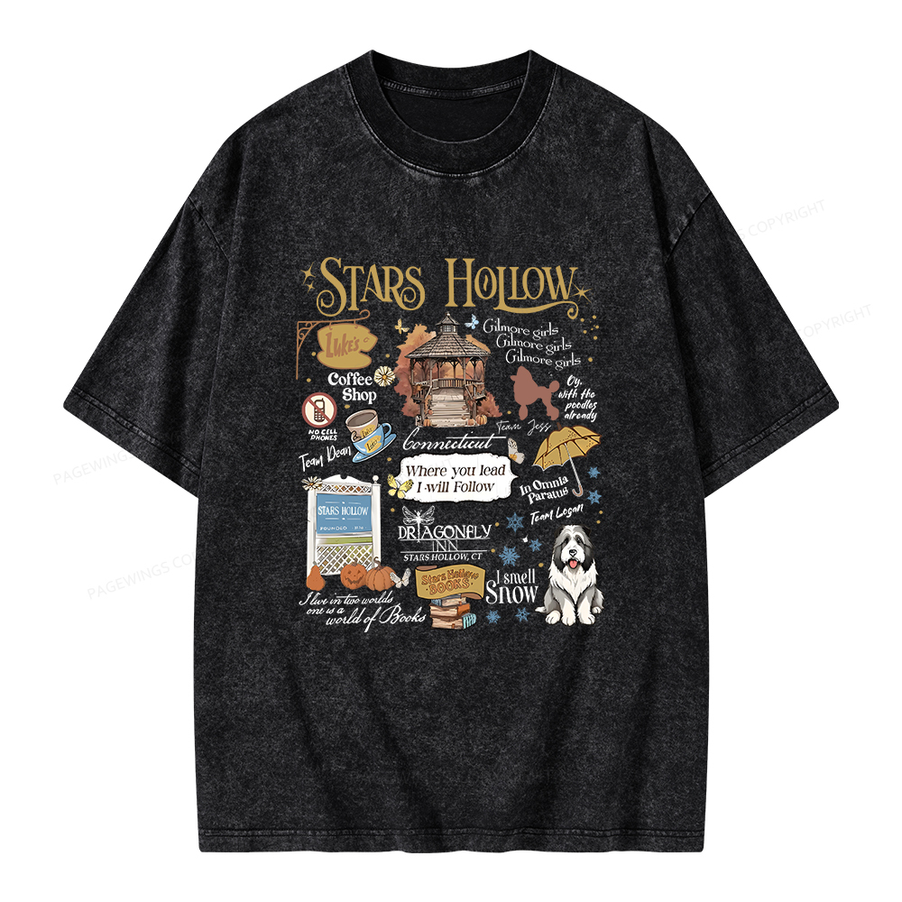 Pagewings Stars Hollow Unisex Washed T-shirt