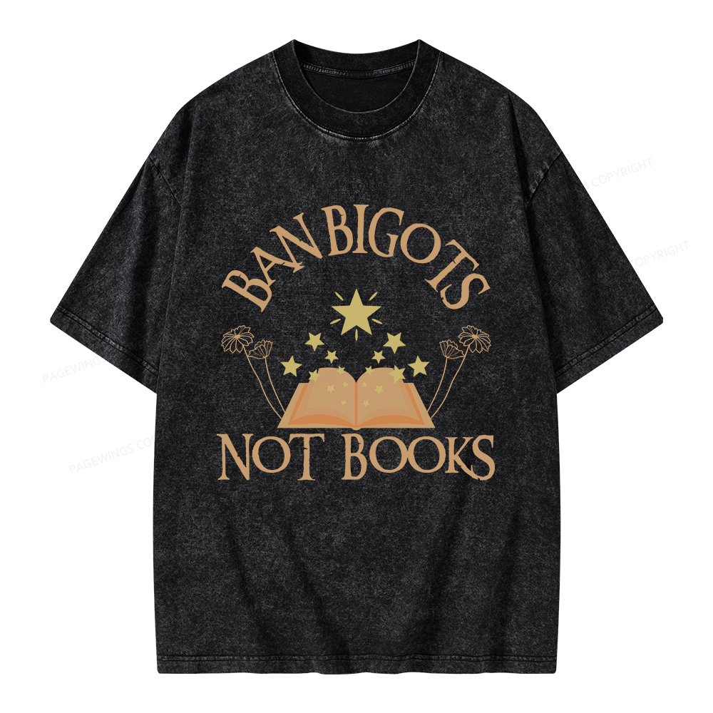 Pagewings Ban Bigots Not Books Unisex Washed T-shirt