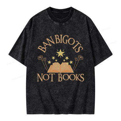 Pagewings Ban Bigots Not Books Unisex Washed T-shirt