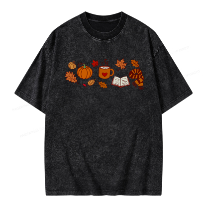 Pagewings Cozy Autumn With Books Unisex Washed T-shirt