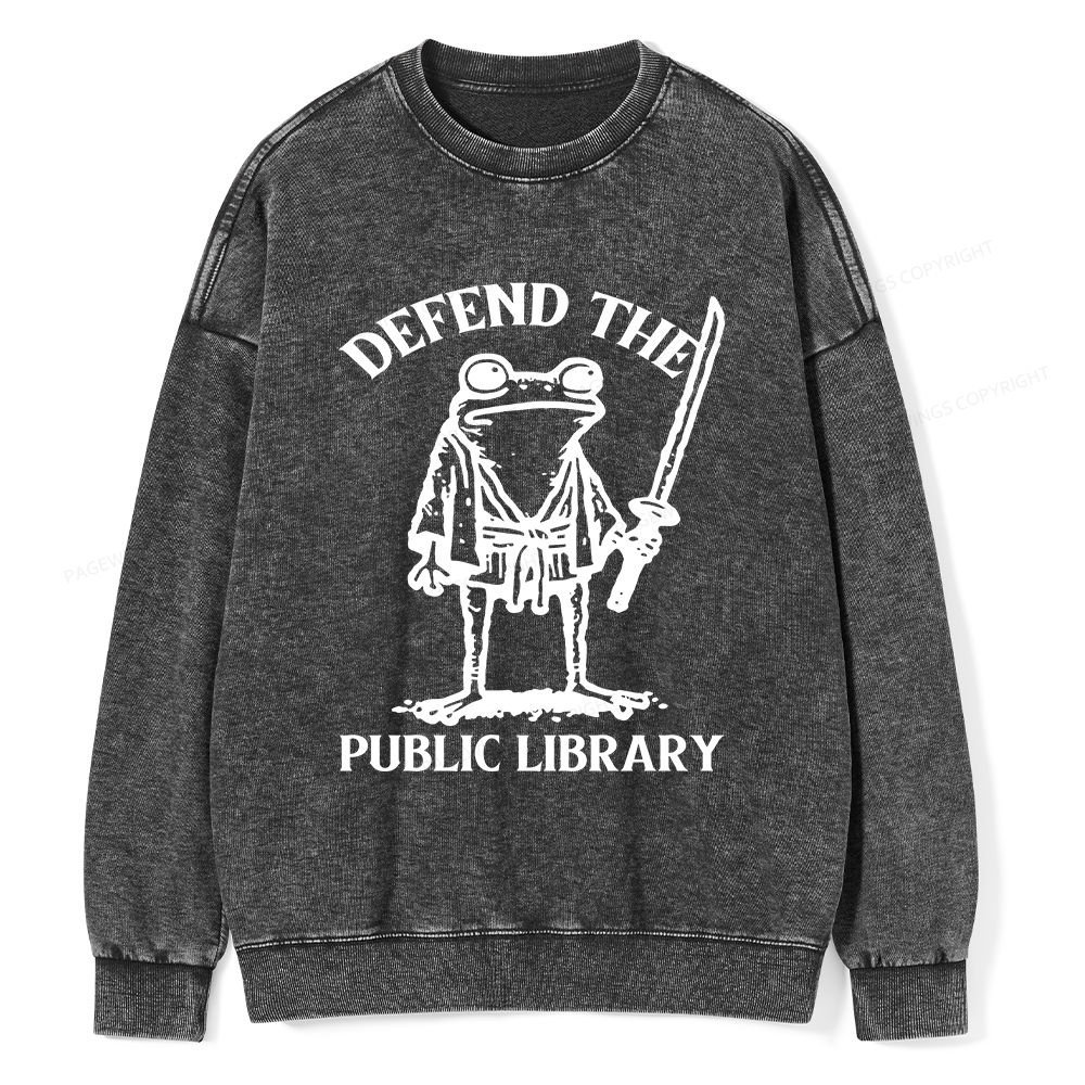 Pagewings Defend Your Public Library Unisex Washed Sweatshirt