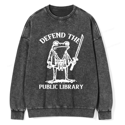Pagewings Defend Your Public Library Unisex Washed Sweatshirt