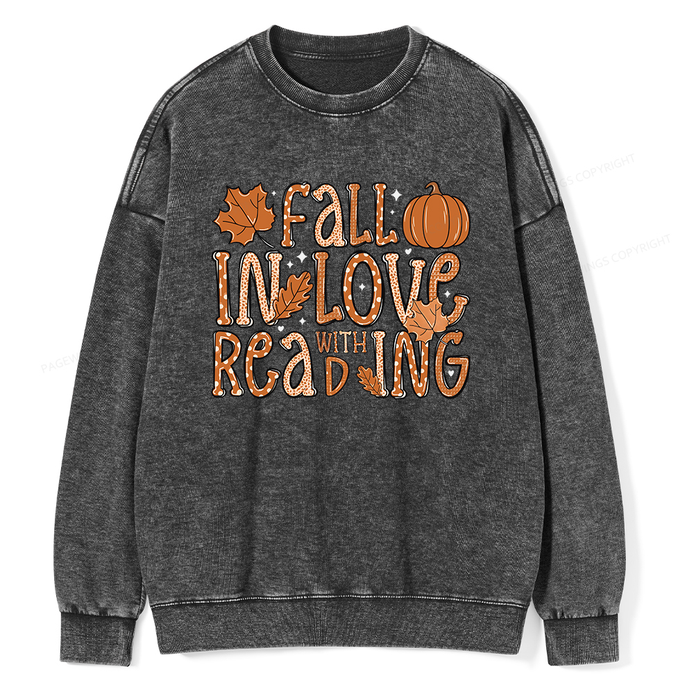 Pagewings Fall In Love With Reading Unisex Washed Sweatshirt