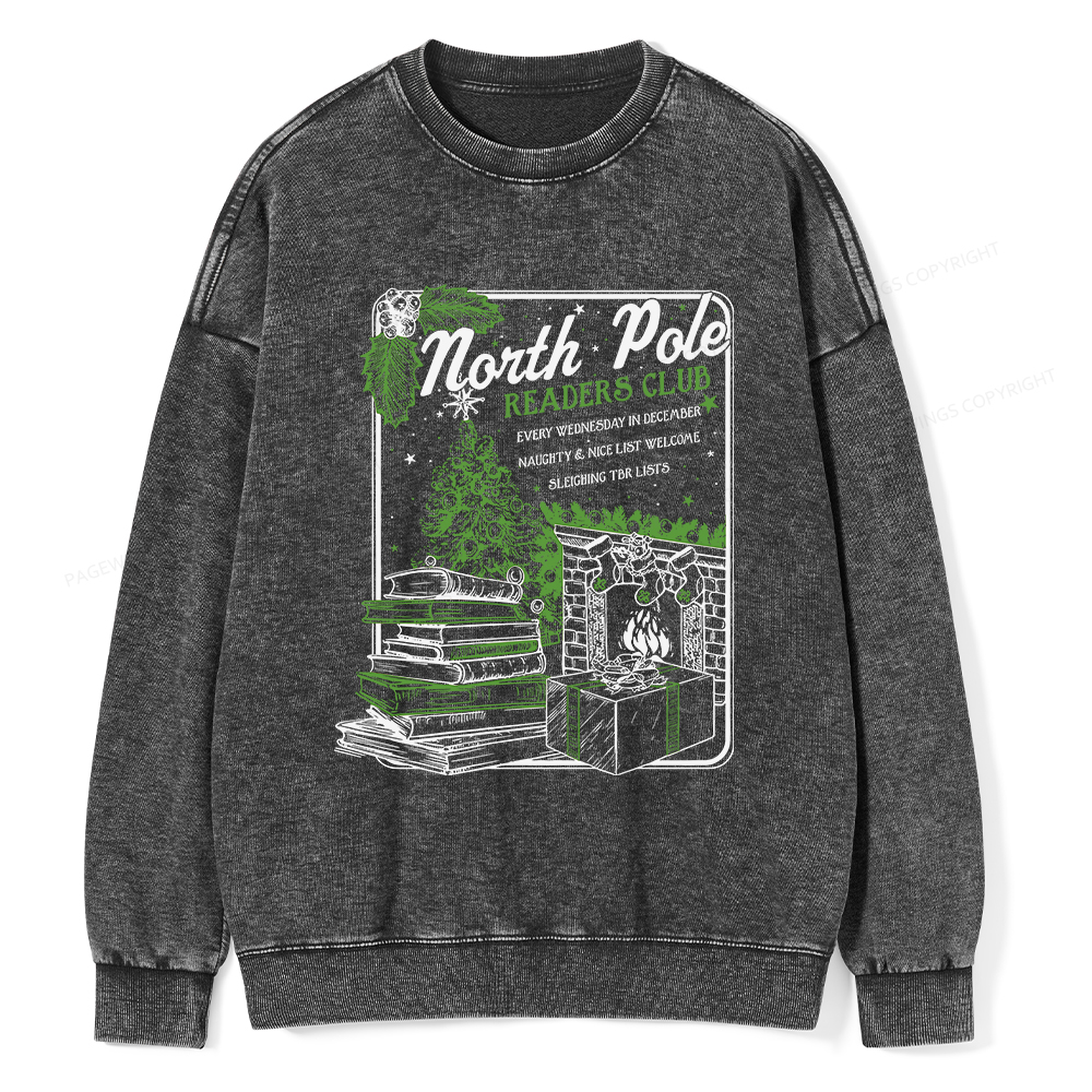 Pagewings Bookish Christmas Unisex Washed Sweatshirt