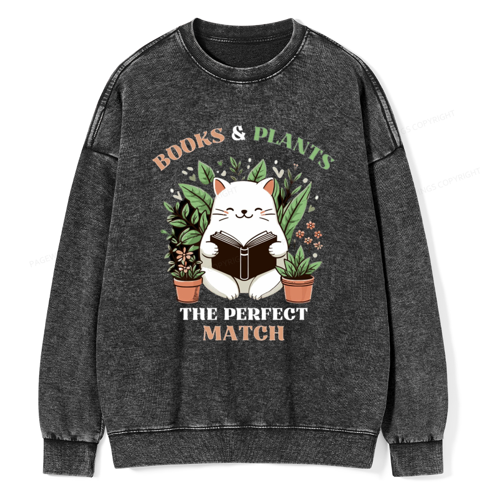Pagewing Books And Plants - The Perfect Match T-Shirt Unisex Washed Sw