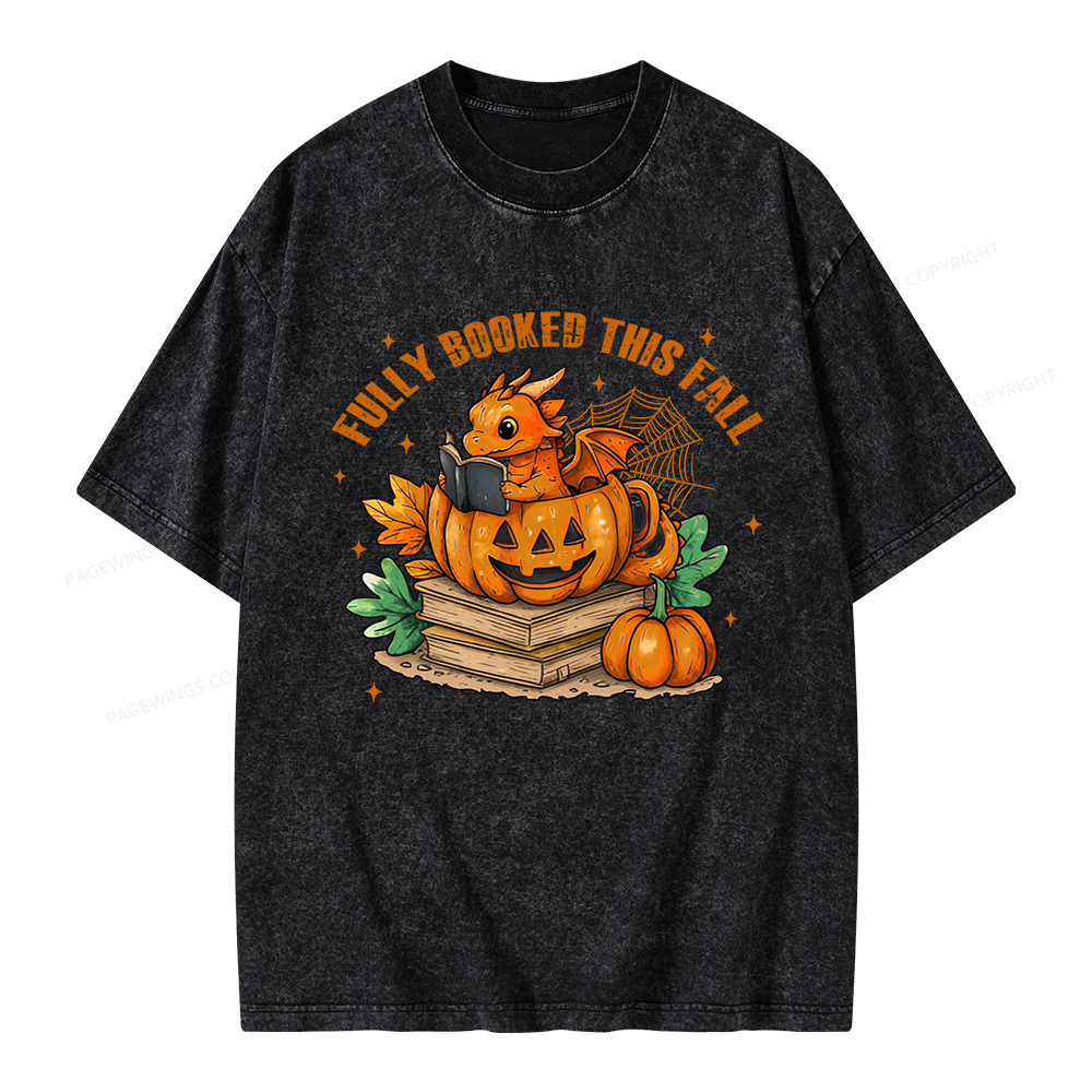 Pagewings Reading Dragon in Pumpkin Cup Unisex Washed T-shirt