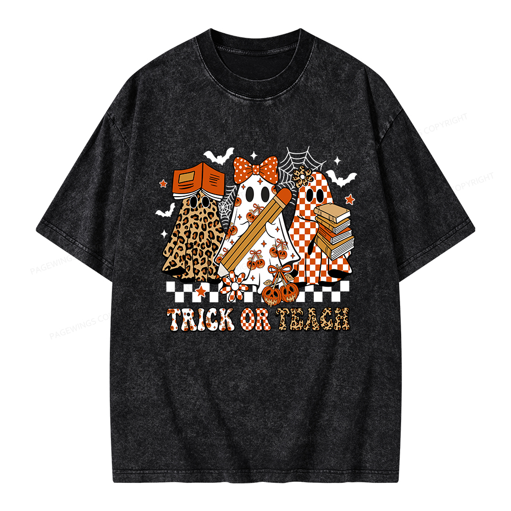 Pagewings Trick or Teach Unisex Washed T-shirt