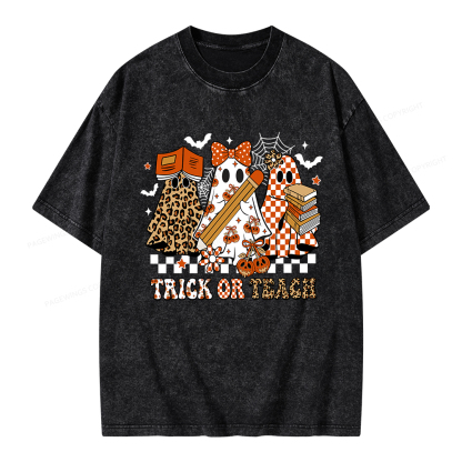 Pagewings Trick or Teach Unisex Washed T-shirt