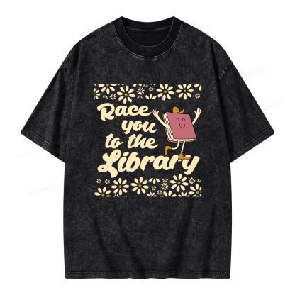 Pagewings Cute Book Lover Unisex Washed T-shirt