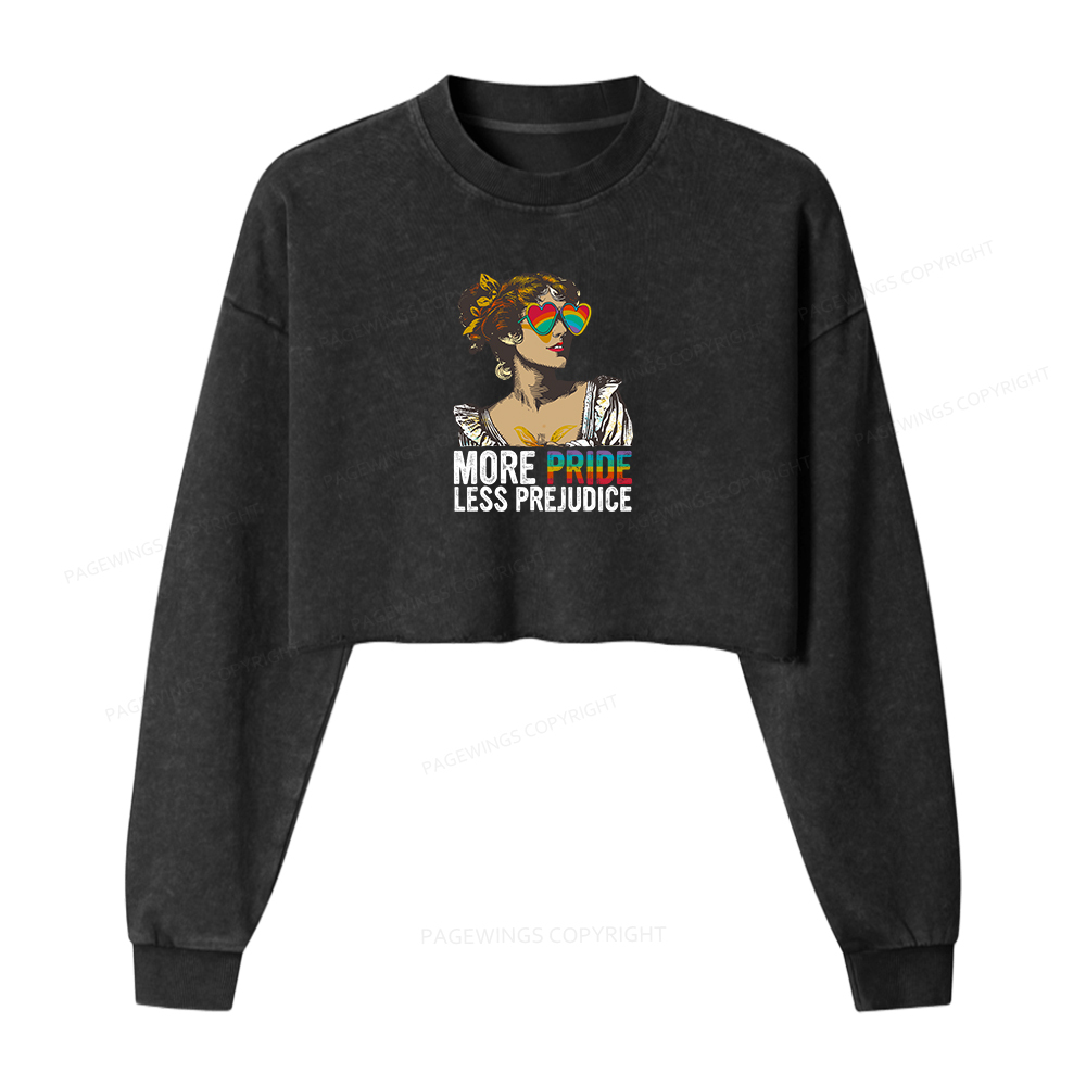 Pagewings More Pride Less Prejudice Women Washed Crop Sweatshirt
