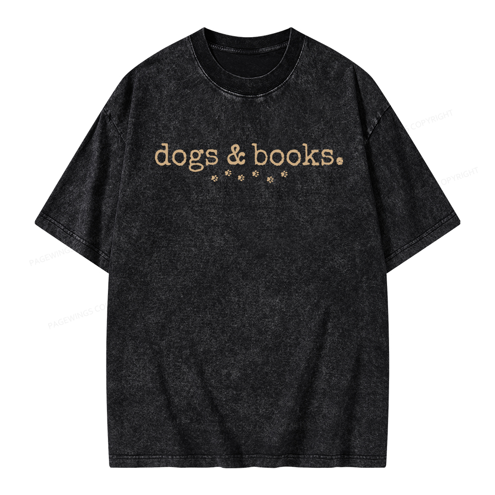 Pagewings Dogs & Books Unisex Washed T-shirt