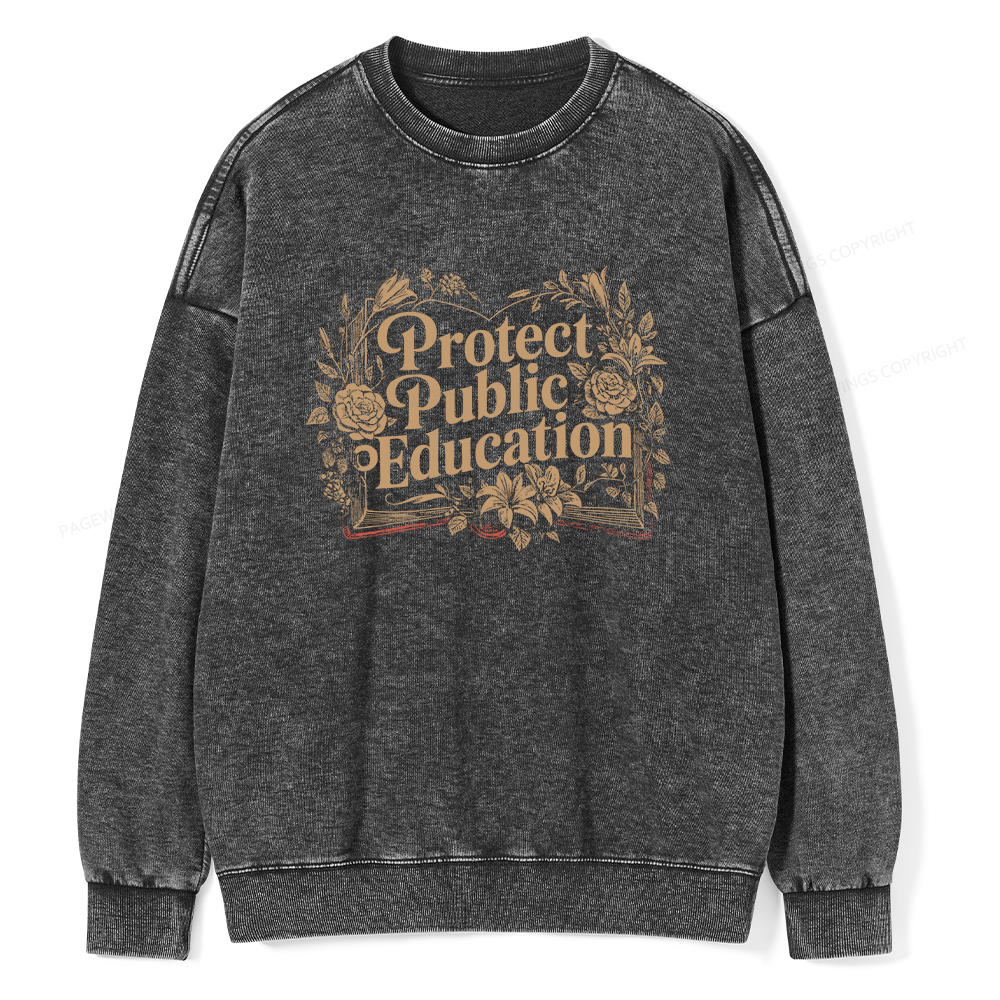 Pagewings Protect Public Education Unisex Washed Sweatshirt
