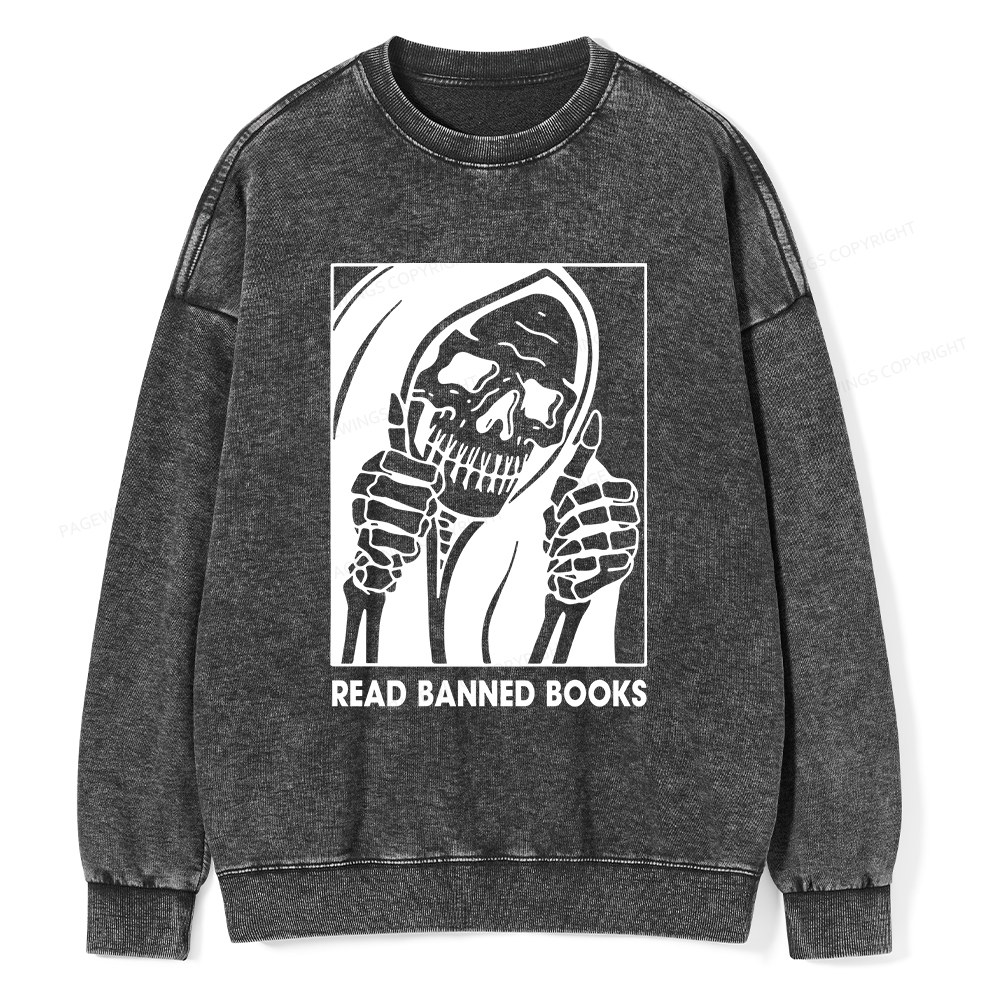 Pagewings Read Banned Books Unisex Washed Sweatshirt