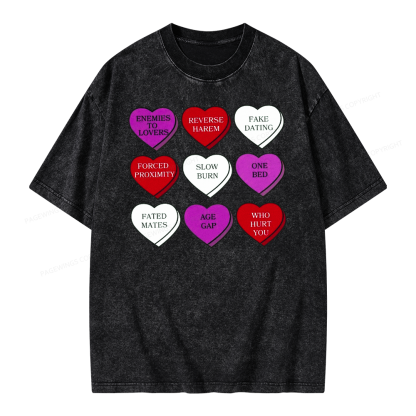 Pagewings Valentine’s Day Shirt, Book Tropes Shirt Unisex Washed T-shirt