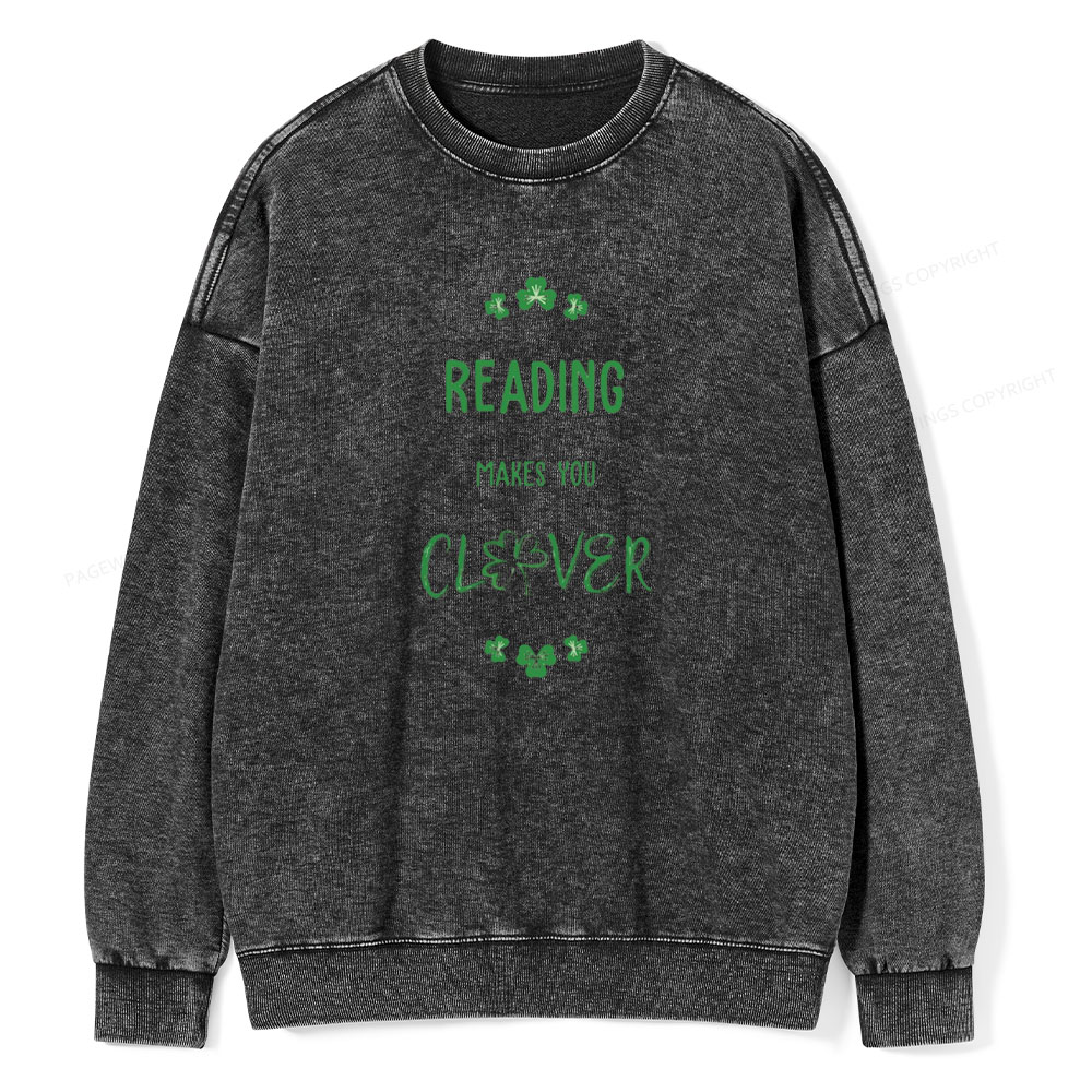 Pagewings Reading makes you clevr Is Totally Unisex Washed Sweatshirt